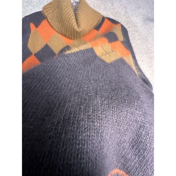 Vtg 90s Rafaella Argyle Lambswool Rabbit Hair Turtleneck Sz M Fall Thanksgiving - Picture 9 of 16